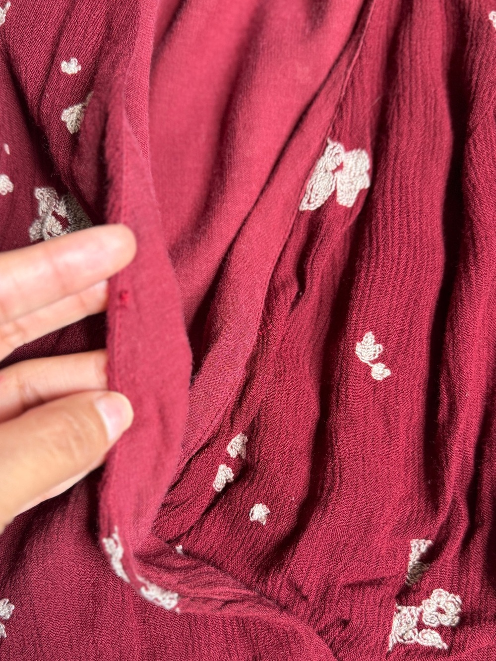 Free People Floral Embroidered Mini Dress in Burgundy Size 2 - Picture 3 of 8